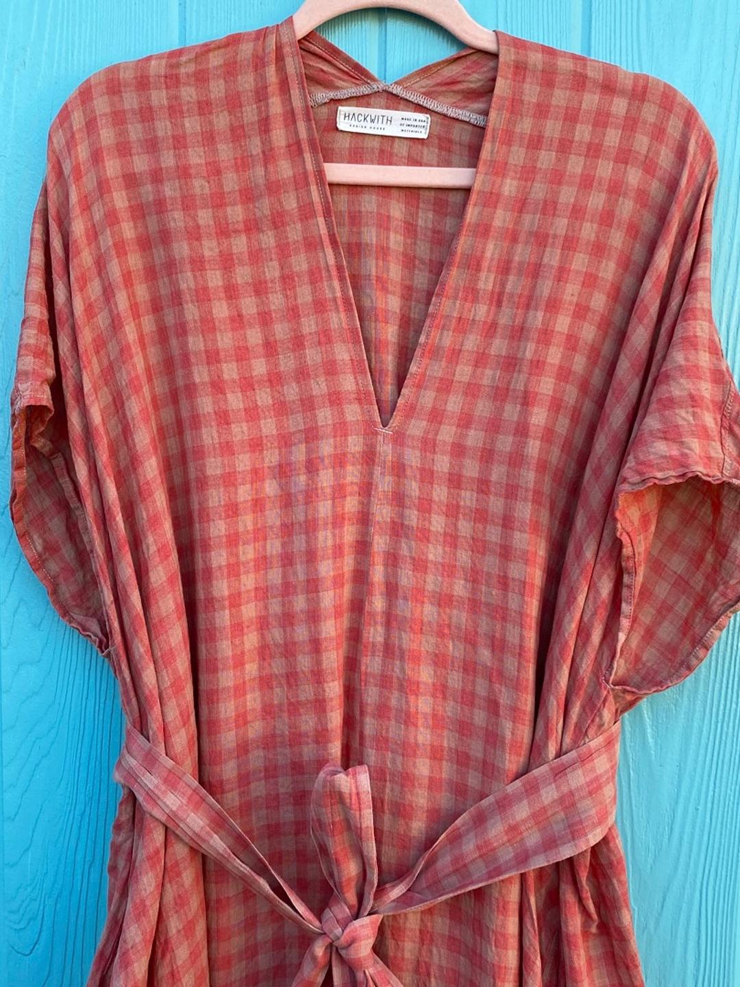 chinese dress ladies Mollie Linen Shirt Dress-Pink Punch Gingham