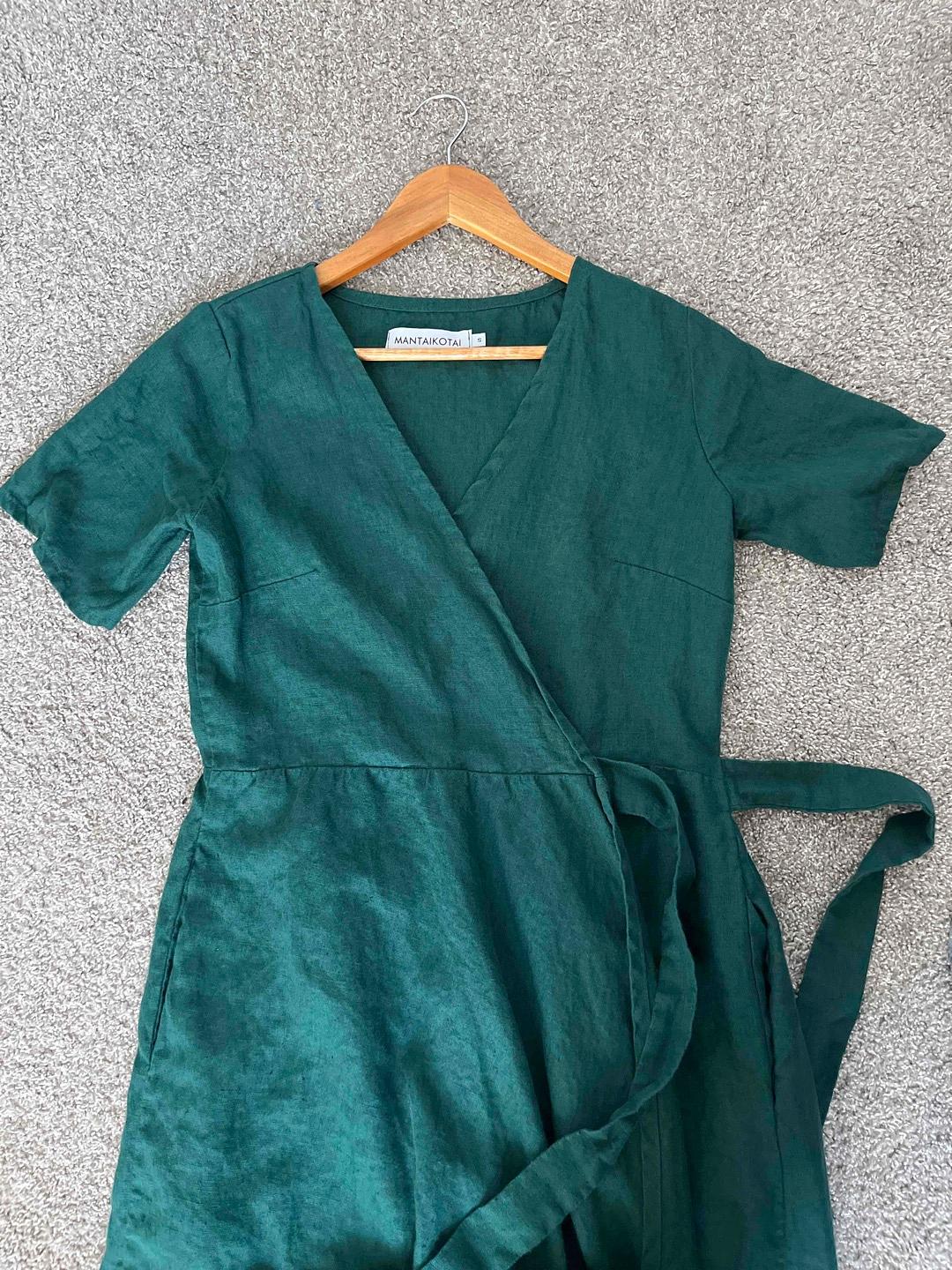 green faux wrap dress Ireland Silky Angel Sleeve Faux Wrap Dress Jade main image 1