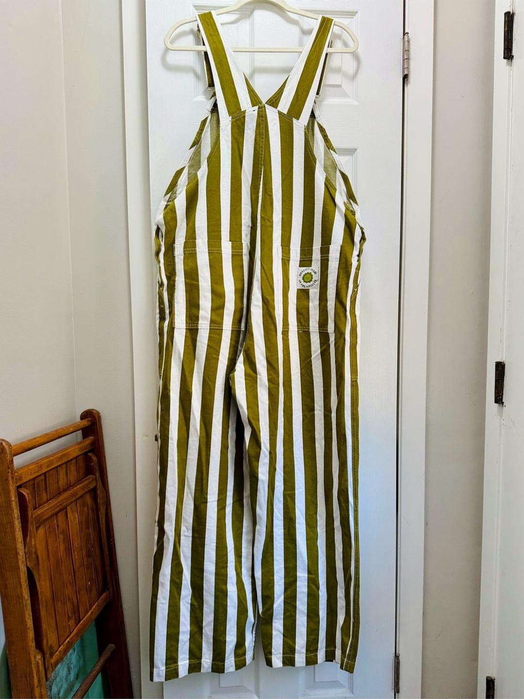Green and yellow striped overalls clearance
