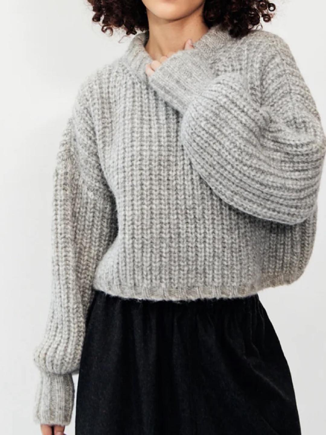 First Rite Crop Crew Alpa Cotton Undyed Ash Lucky Sweater