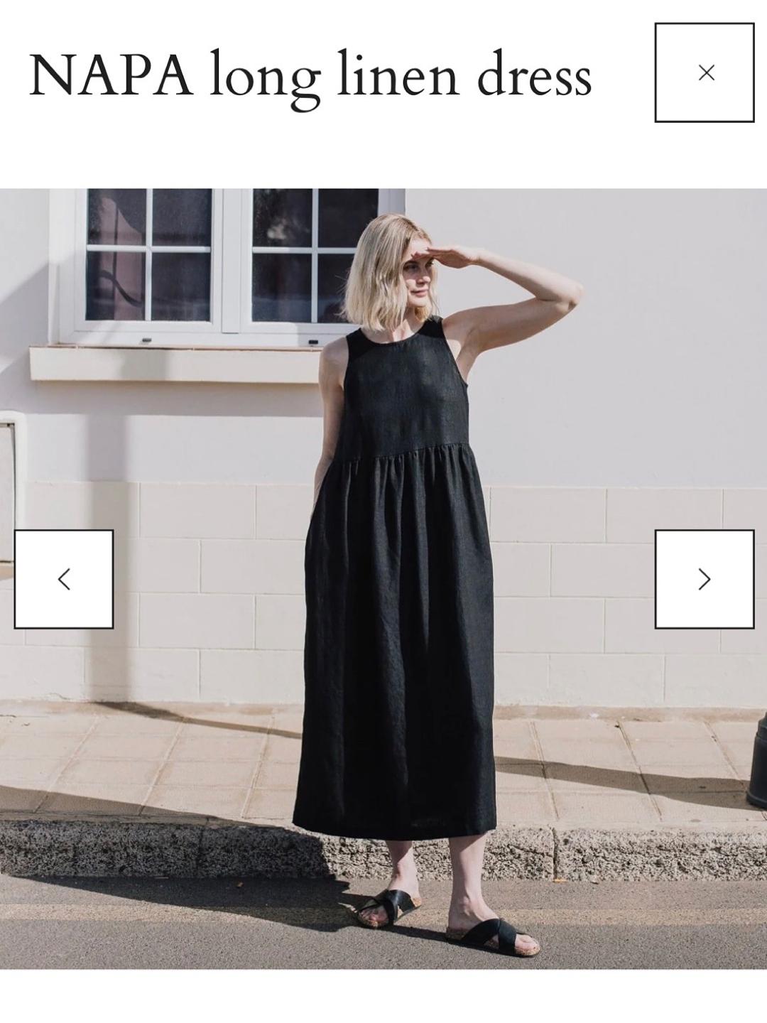 knee length dresses for ladies Cream Puff-Sleeve Linen Dress Midi — OLIVA – not PERFECT LINEN main image 1