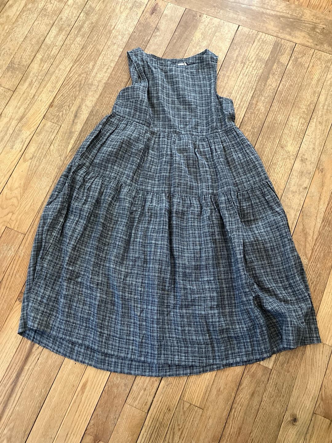 TOAST - Asawa Tiered Check Linen Dress - Lucky Sweater