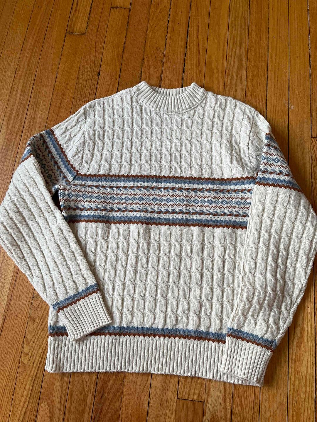 LORD JEFF Ivory Cable Knit Mock Neck Mens Pullover Sweater M Medium NWOT hotsell lcsr