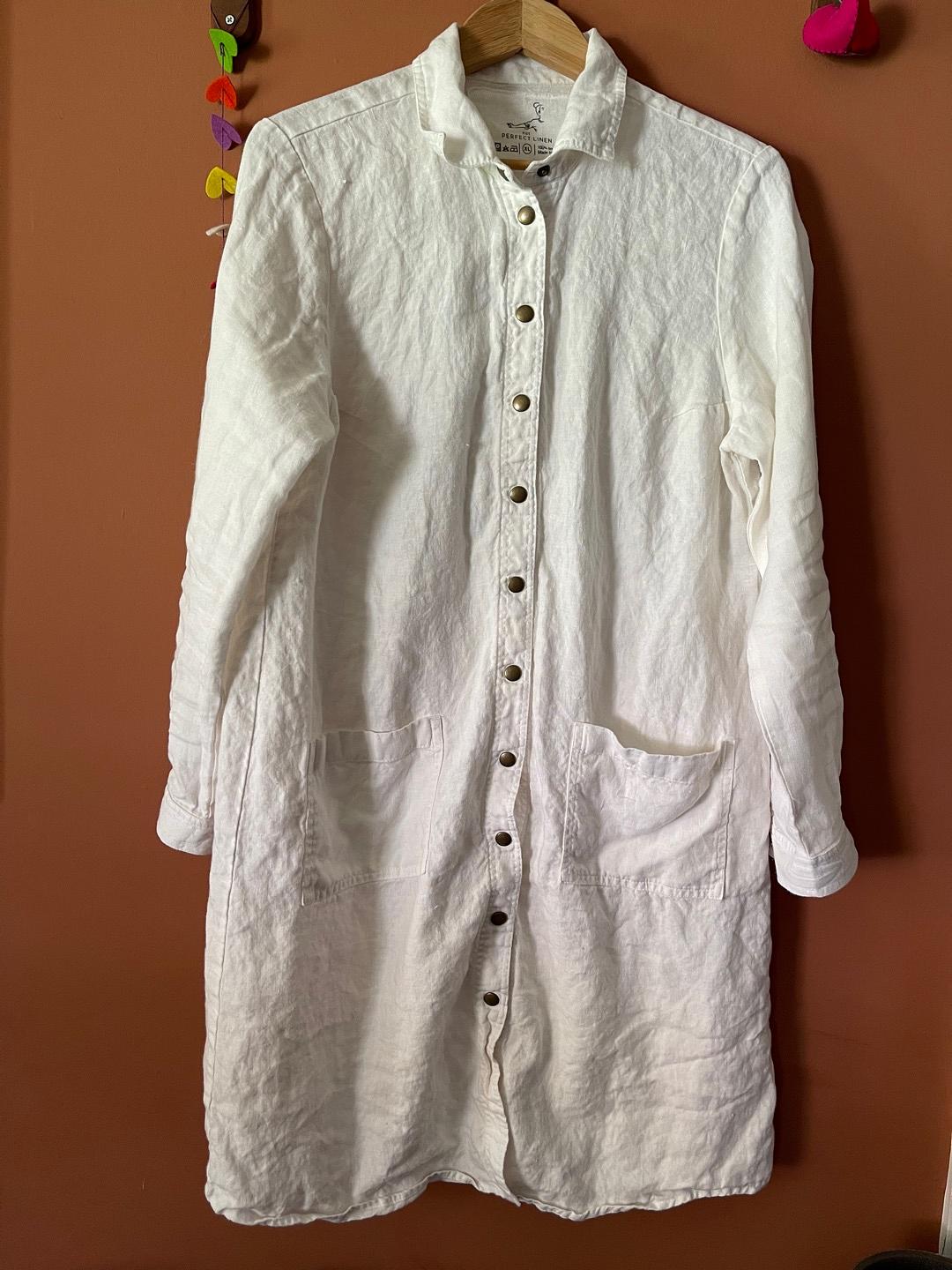 chinese dress ladies Collared Linen Shirt Dress main image 1