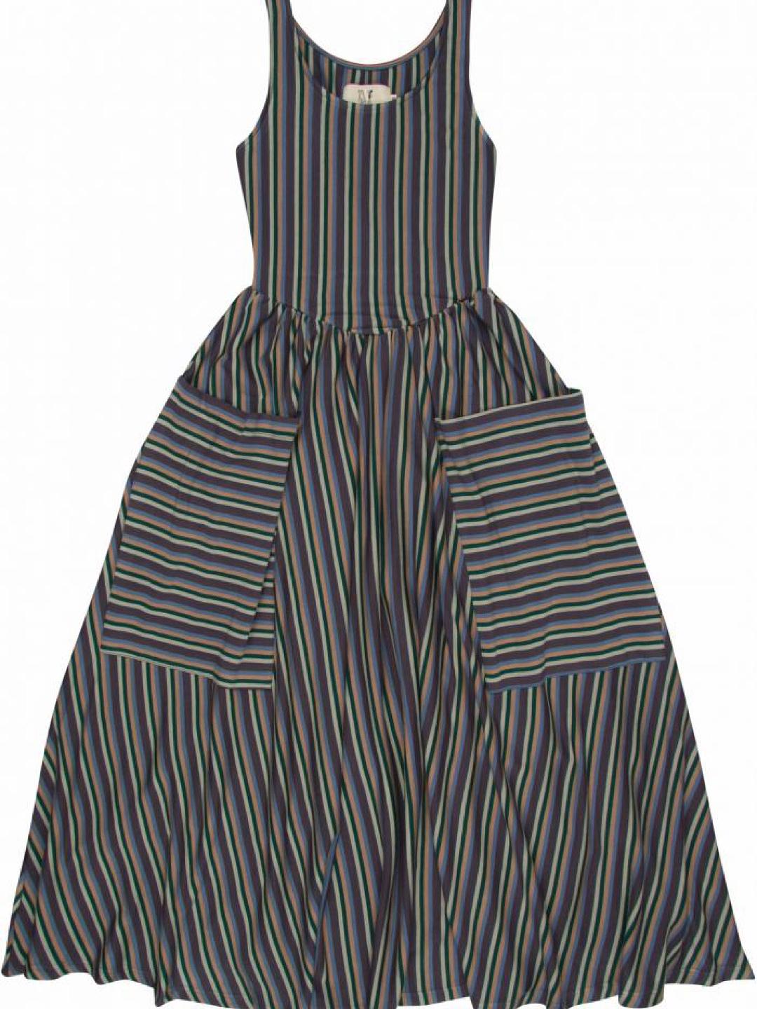 Fashion Brand Company - Giant Pockets Maxi Dress Rainstorm Stripe Rainstorm  - Lucky Sweater