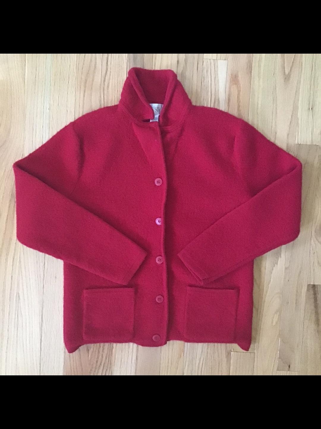Casual Corner Vintage 90s Casual Corner Annex Red Wool Sweater Jacket Lucky Sweater