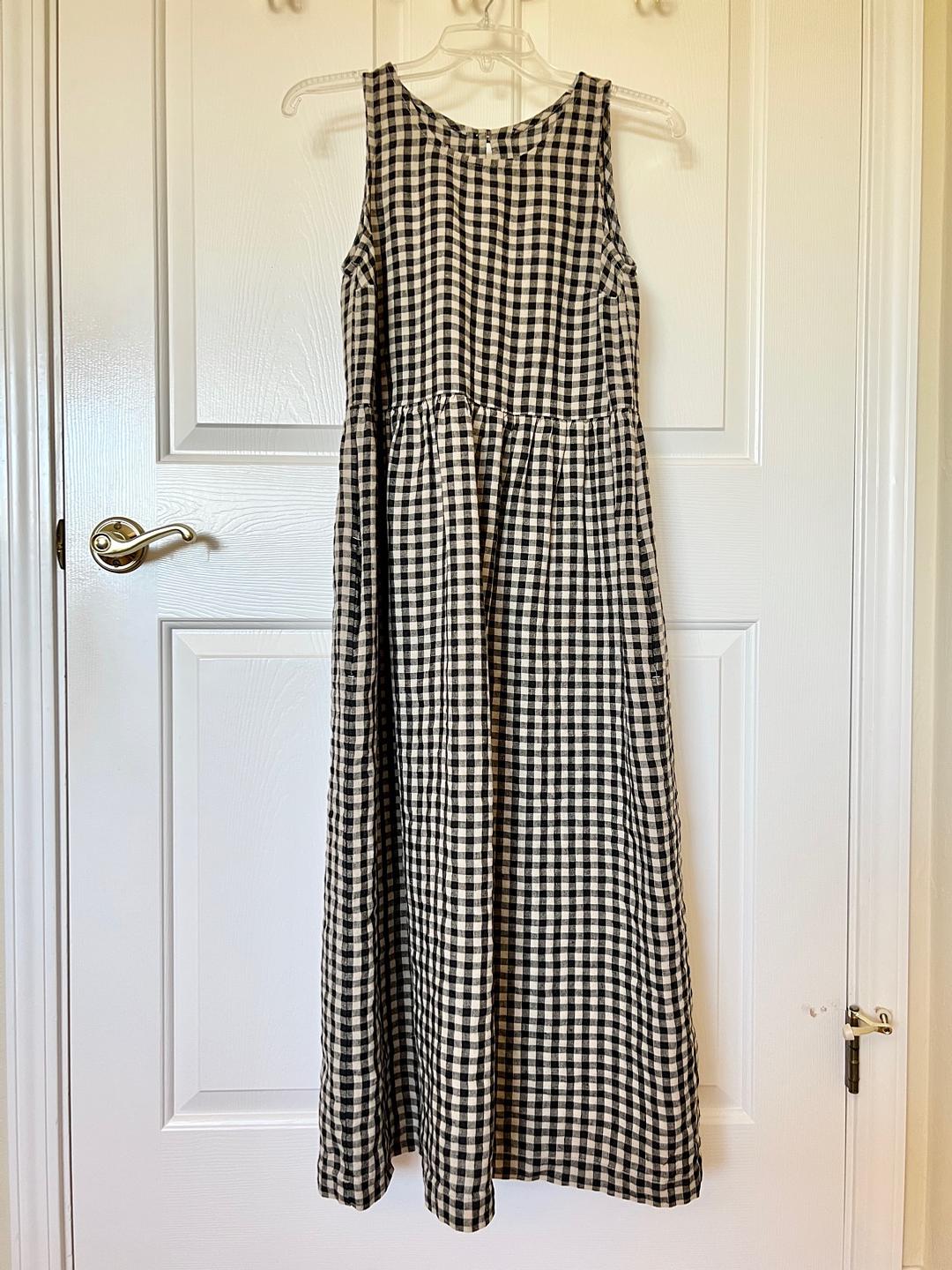knee length dresses for ladies Cream Puff-Sleeve Linen Dress Midi — OLIVA – not PERFECT LINEN main image 0